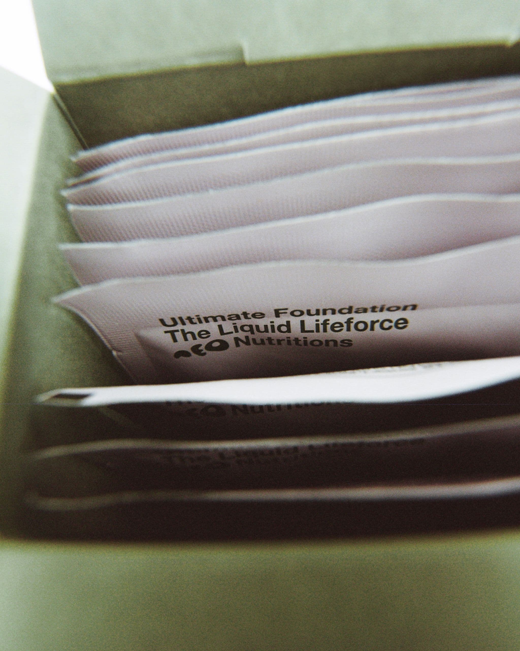 Inside Box of Ultimate Foundation showing sachets